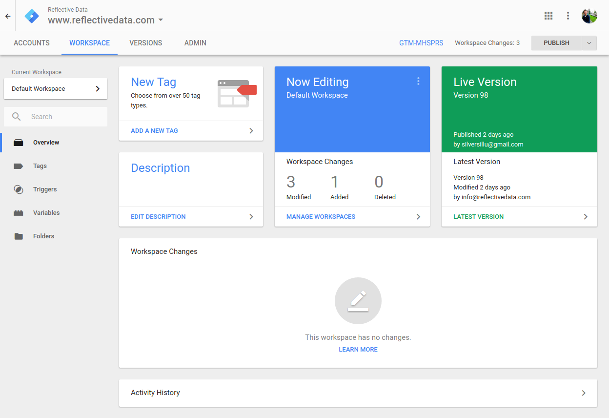 Google Tag Manager Screenshot