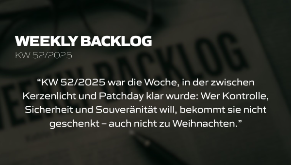 Weekly Backlog KW 52/2025