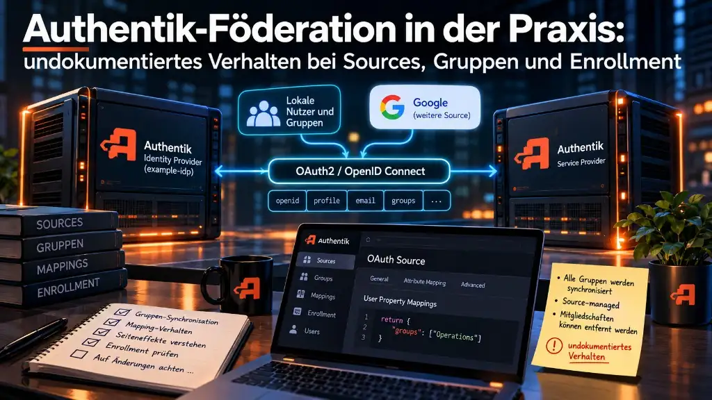 Authentik-Föderation in der Praxis: undokumentiertes Verhalten bei Sources, Gruppen und Enrollment