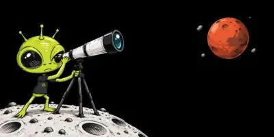 Alien mit Teleskop